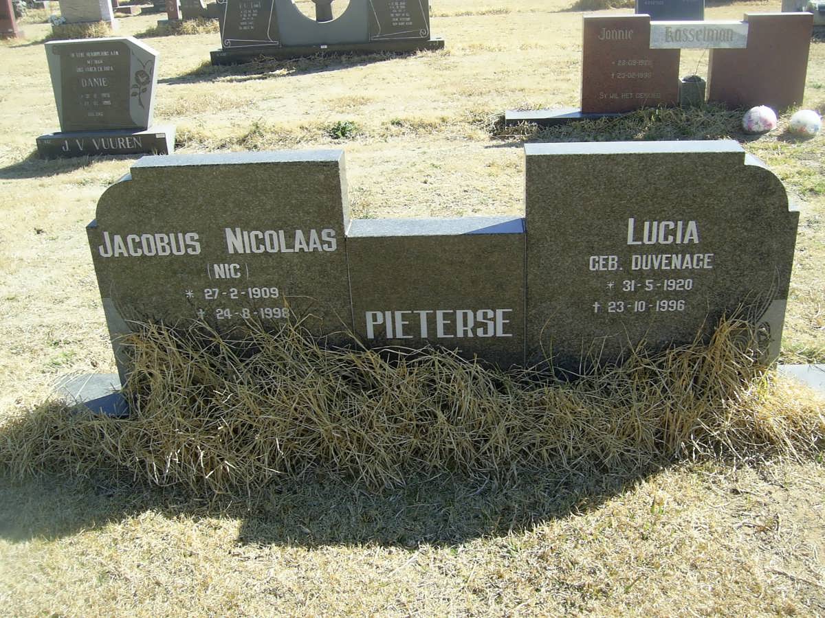 PIETERSE Jacobus Nicolaas 1909-1998 &amp; Lucia DUVENAGE 1920-1996