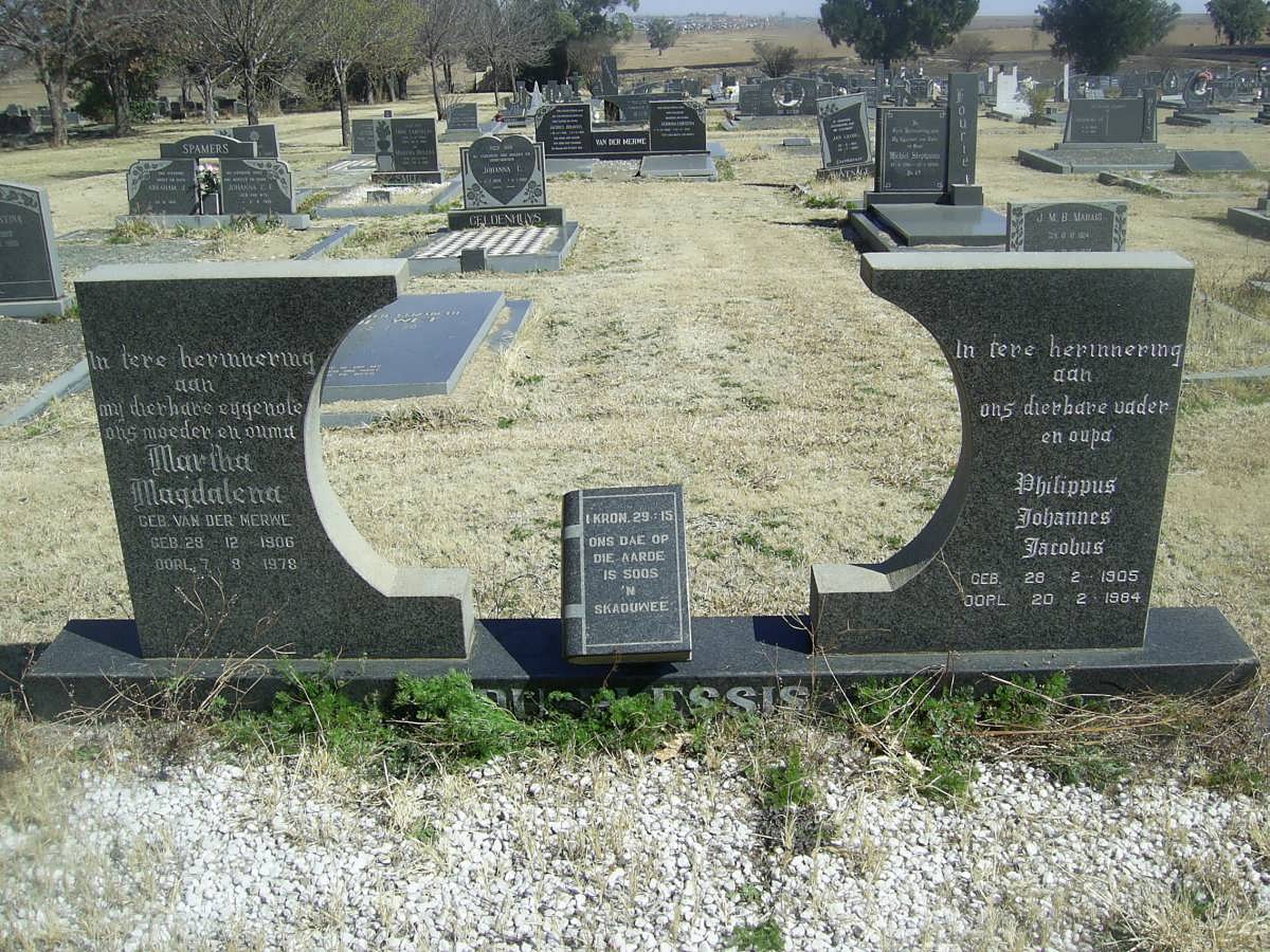 PLESSIS Philippus Johannes Jacobus, du 1905-1984 &amp; Maritha Magdalena VAN DER MERWE 1906-1978