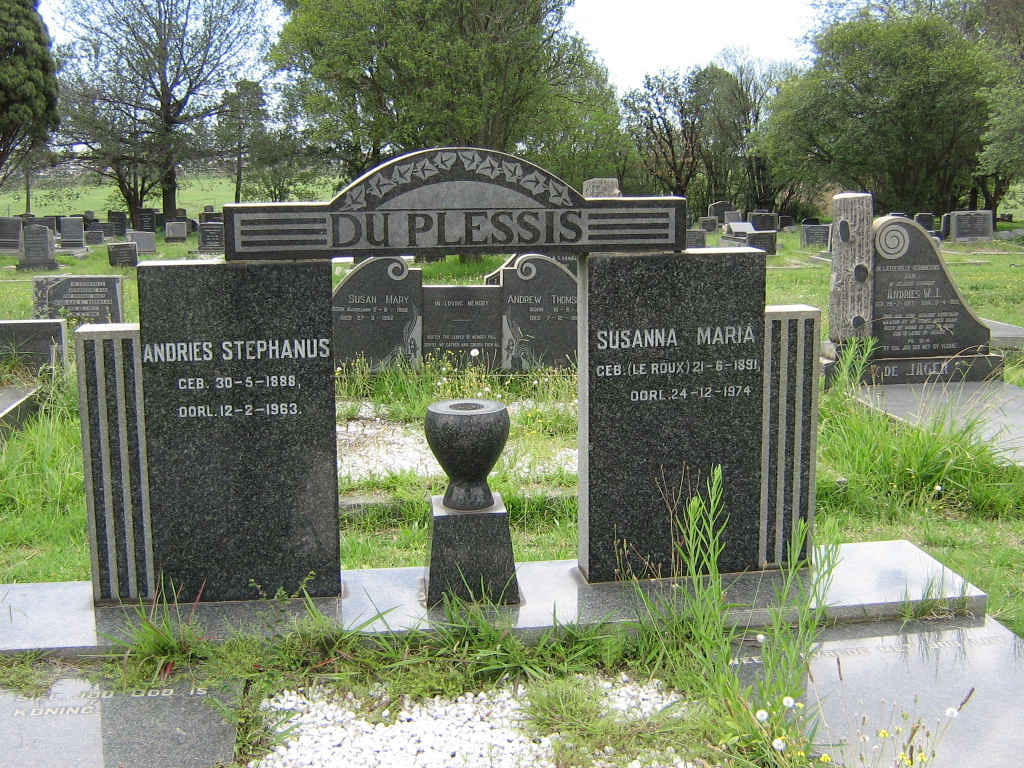 PLESSIS Andries Stephanus, du 1888-1963 &amp; Susanna Maria LE ROUX 1891-1974