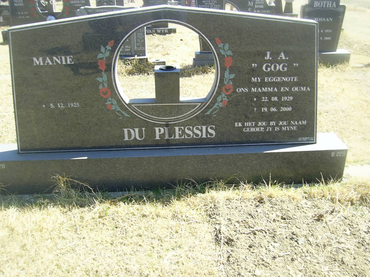 PLESSIS Manie, du 1925- &amp; J.A. 1929-2000