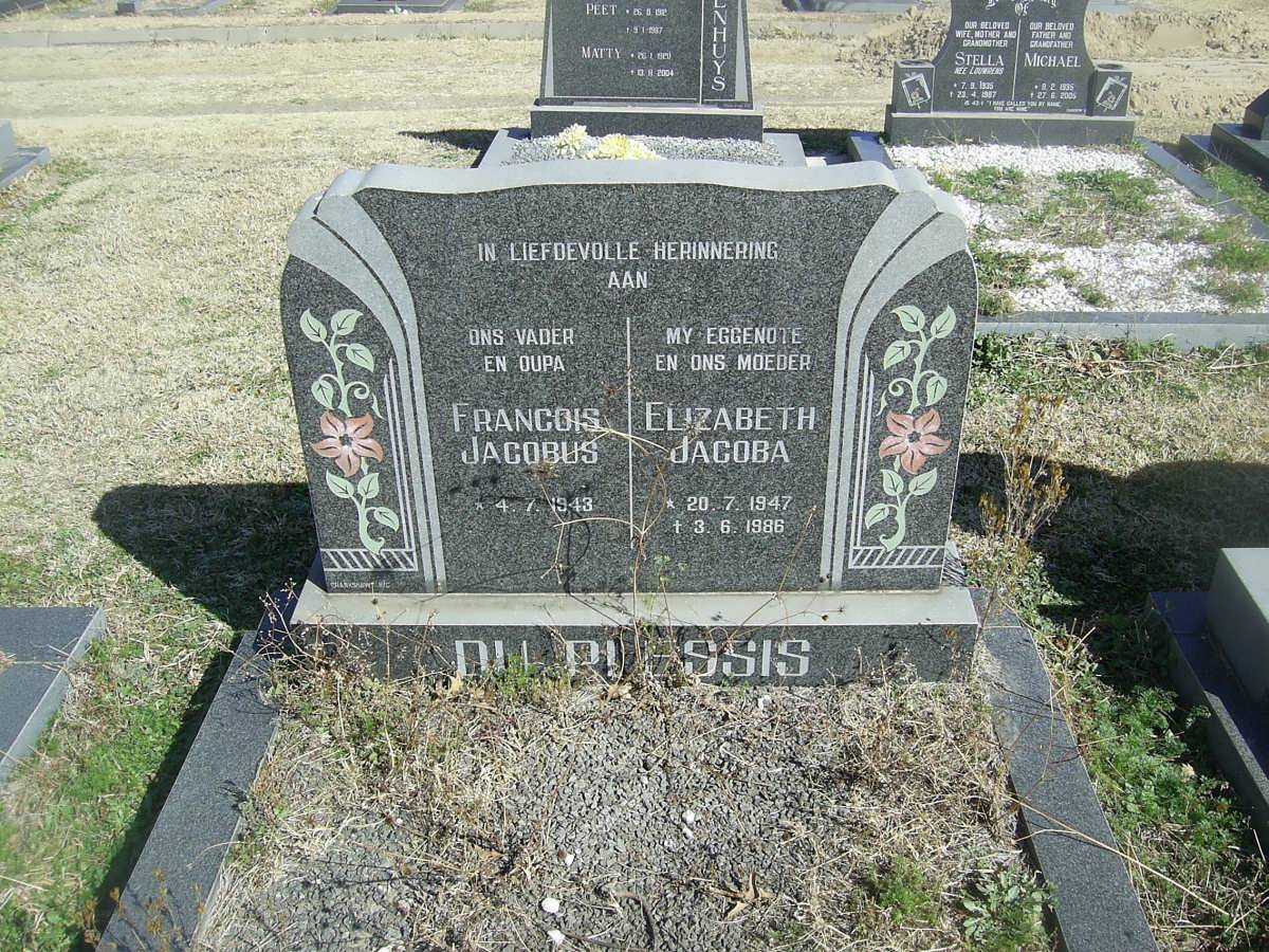 PLESSIS Francois Jacobus, du 1943- &amp; Elizabeth Jacoba 1947-1986