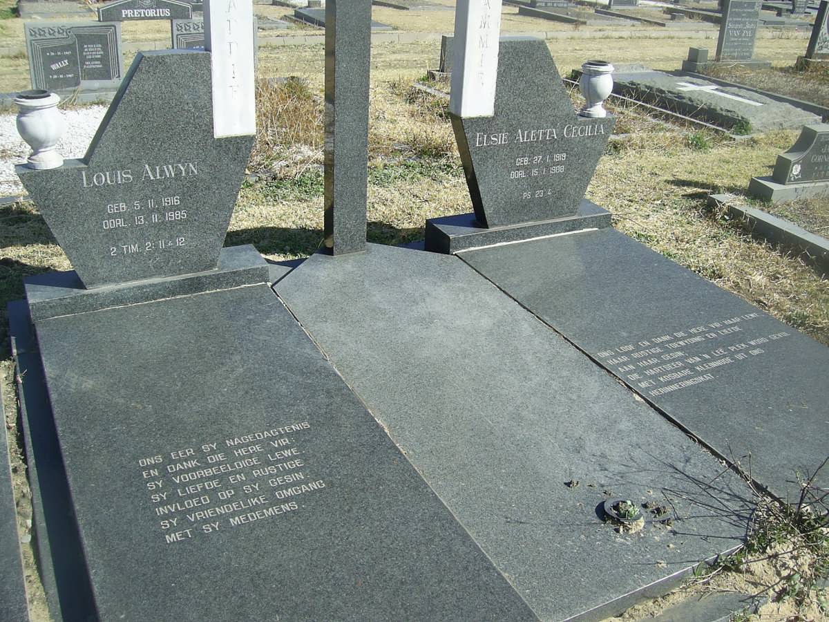 PLESSIS Louis Alwyn, du 1916-1985 &amp; Elsie Aletta Cecilia 1919-1988