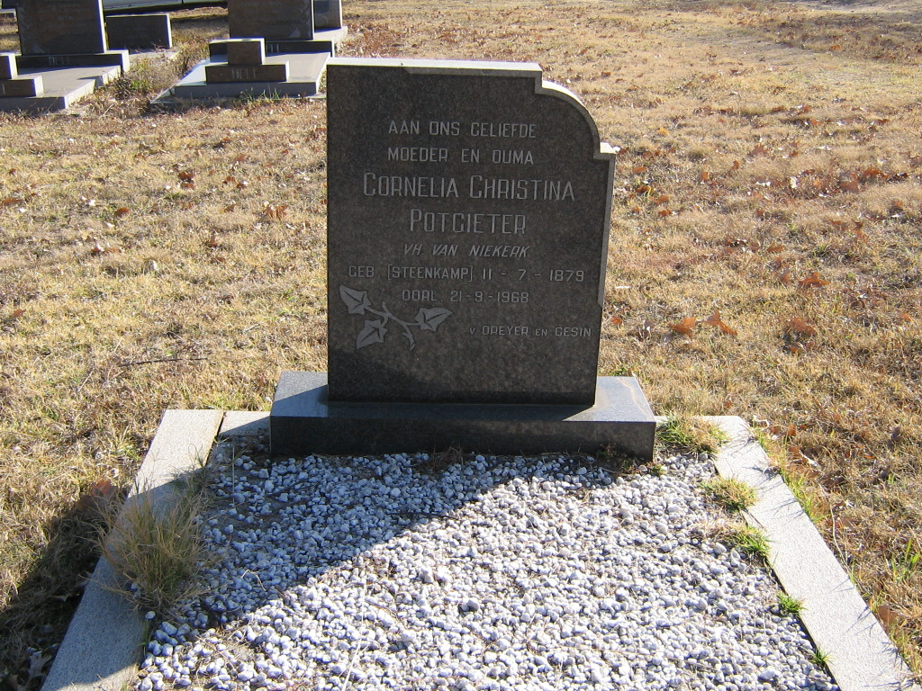 POTGIETER Cornelia Christina previously VAN NIEKERK nee STEENKAMP 1879-1968