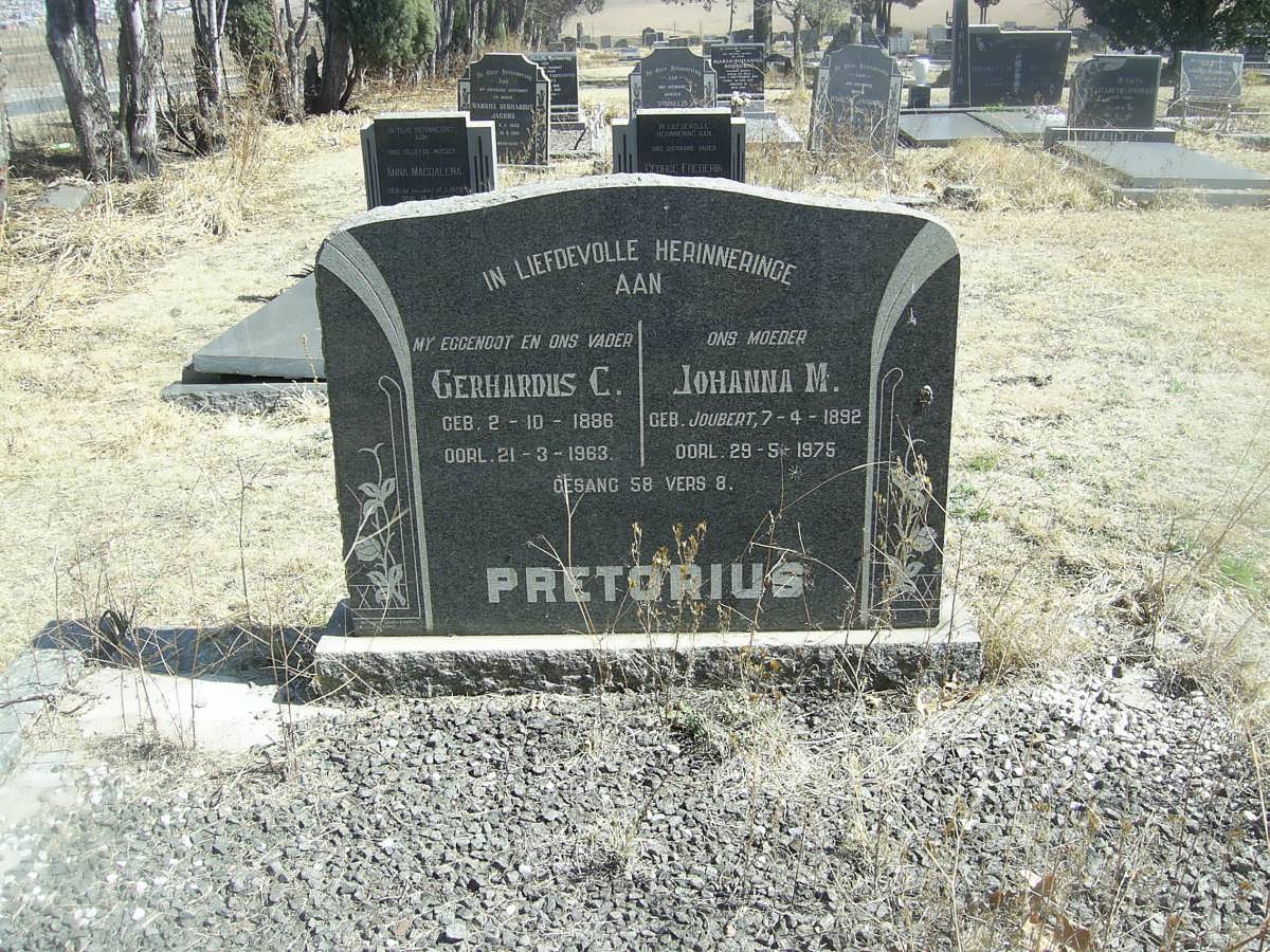 PRETORIUS Gerhardus C. 1886-1963 &amp; Johanna M. JOUBERT 1892-1975