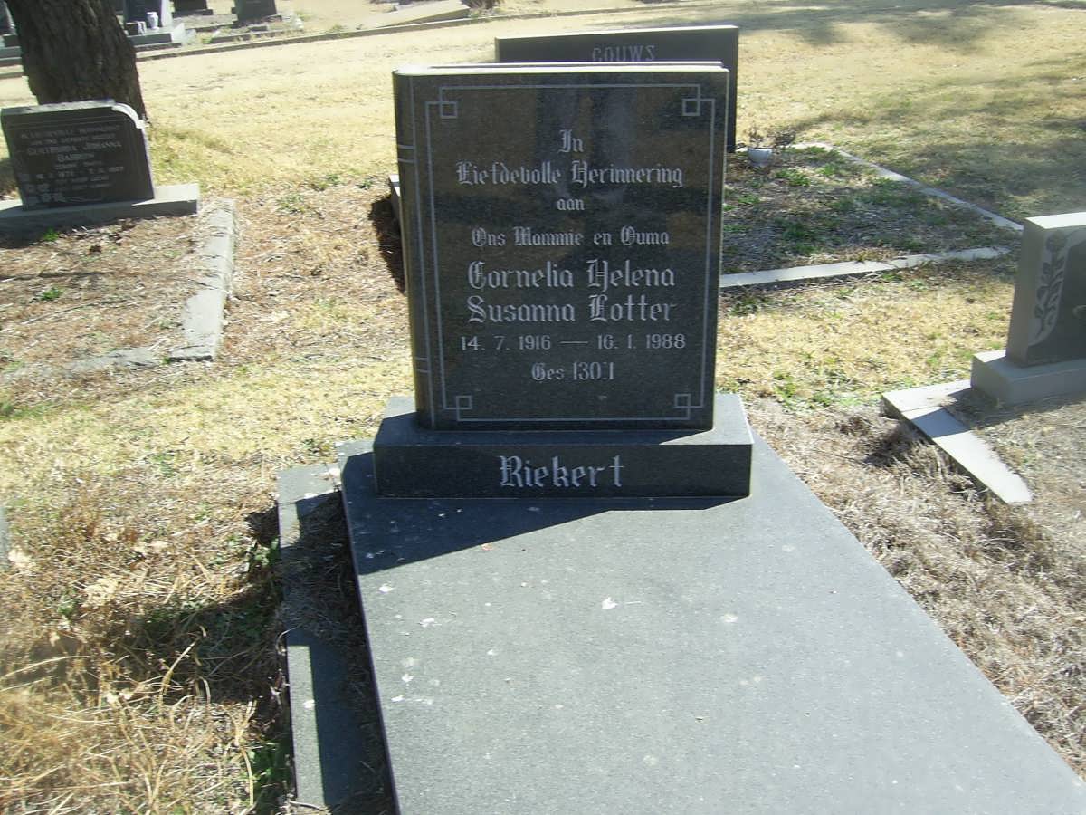 RIEKERT Cornelia Helena Susanna Lotter 1916-1988