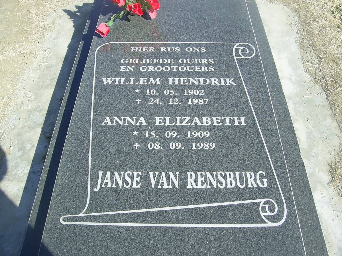 RENSBURG Willem Hendrik, Janse van 1902-1987 &amp; Anna Elizabeth 1909-1989