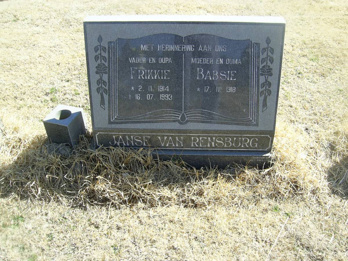 RENSBURG Frikkie, Janse van  1914-1993 &amp; Babsie 1918-