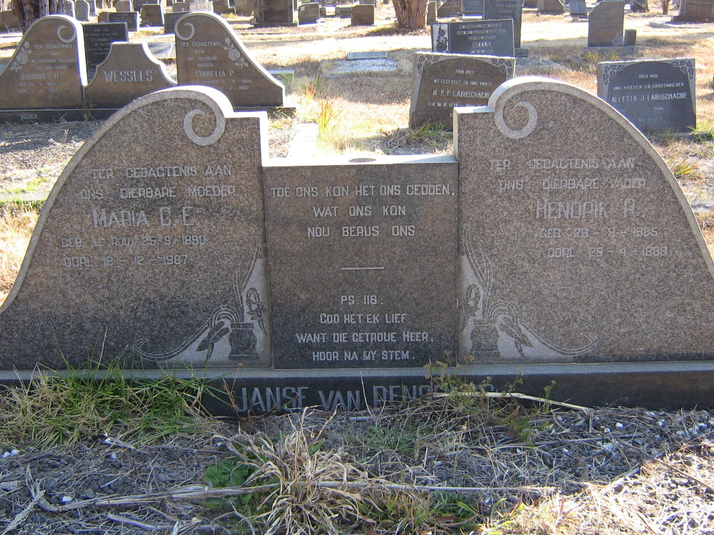 RENSBURG Hendrik R., Janse van 1885-1983 &amp; Maria C.E. 1890-1967