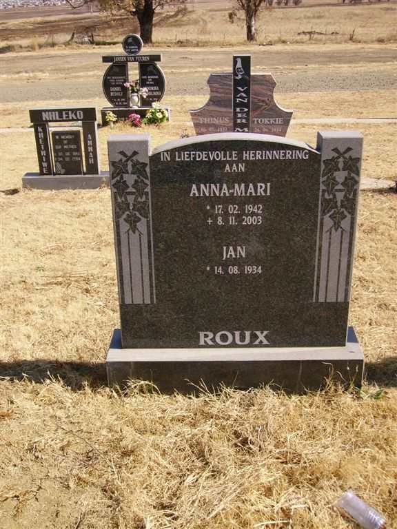 ROUX Jan 1934- &amp; Anna-Mari 1942-2003