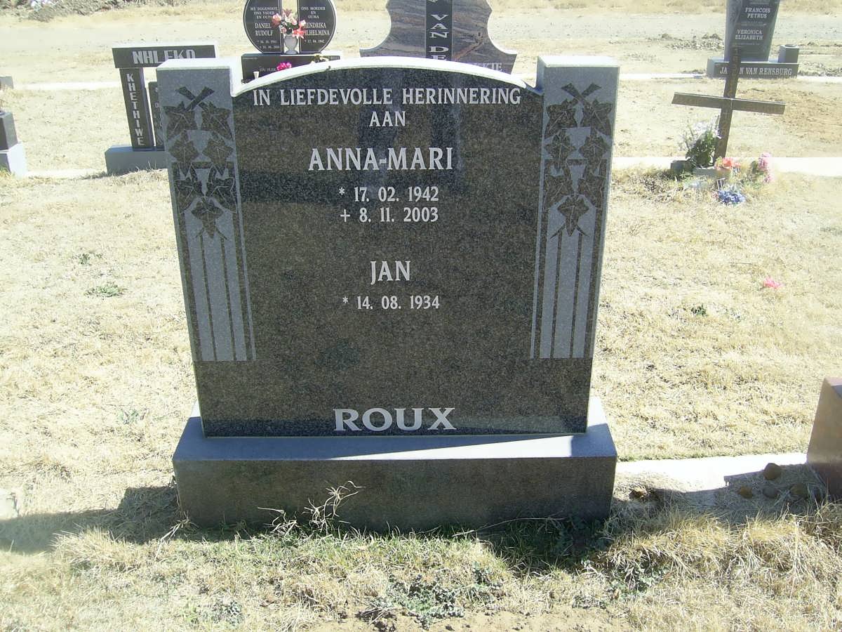 ROUX Jan 1934- &amp; Anna-Mari 1942-2003
