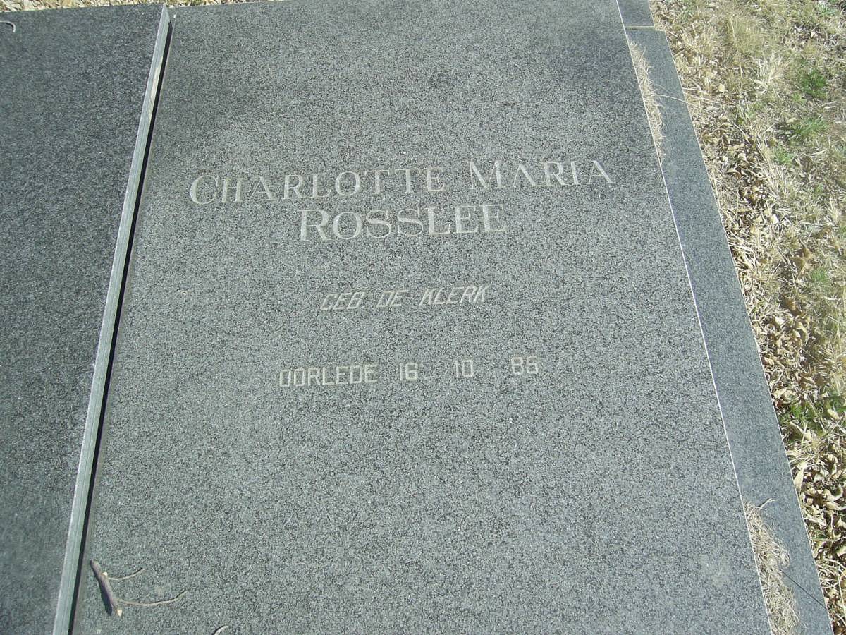 ROSSLEE Charlotte Maria nee DE KLERK -1986
