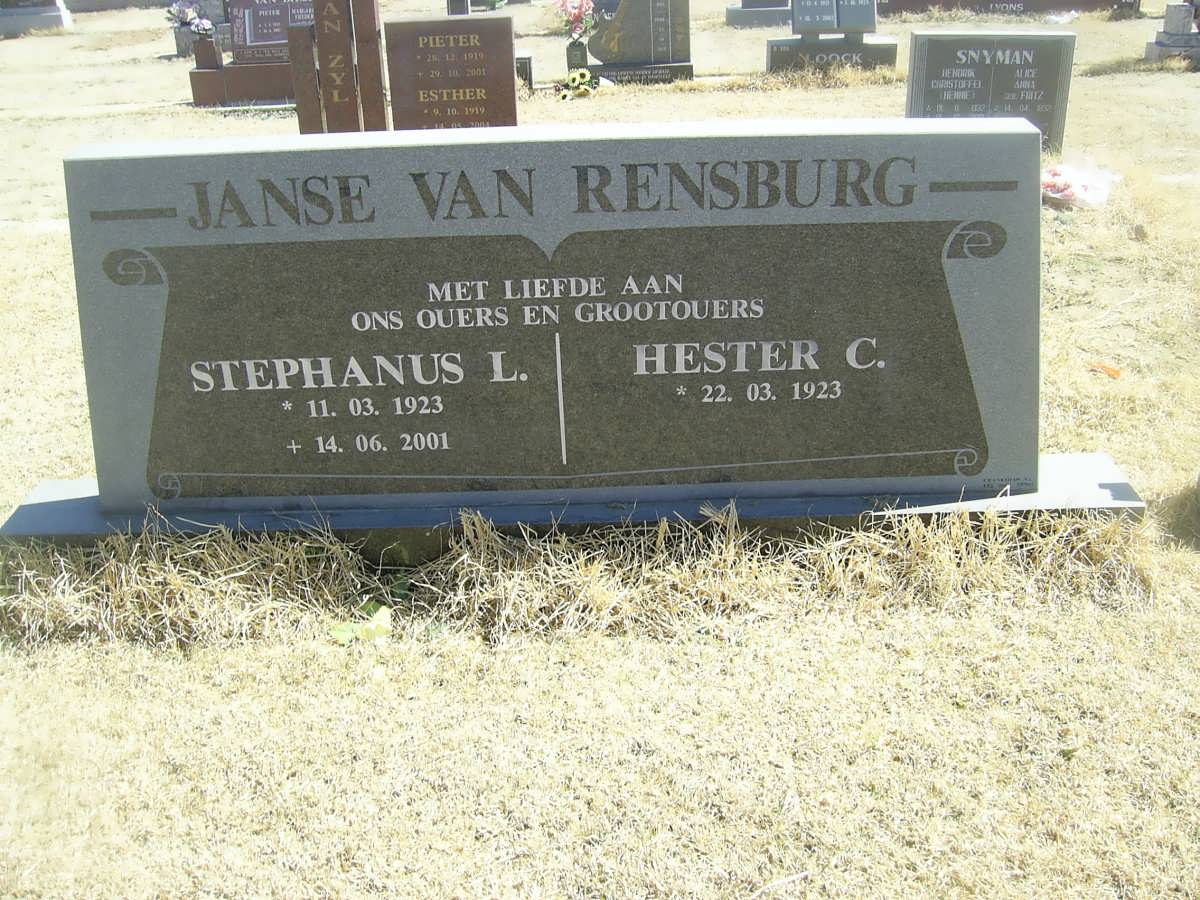 RENSBURG Stephanus L., Janse van 1923-2001 &amp; Hester C. 1923-