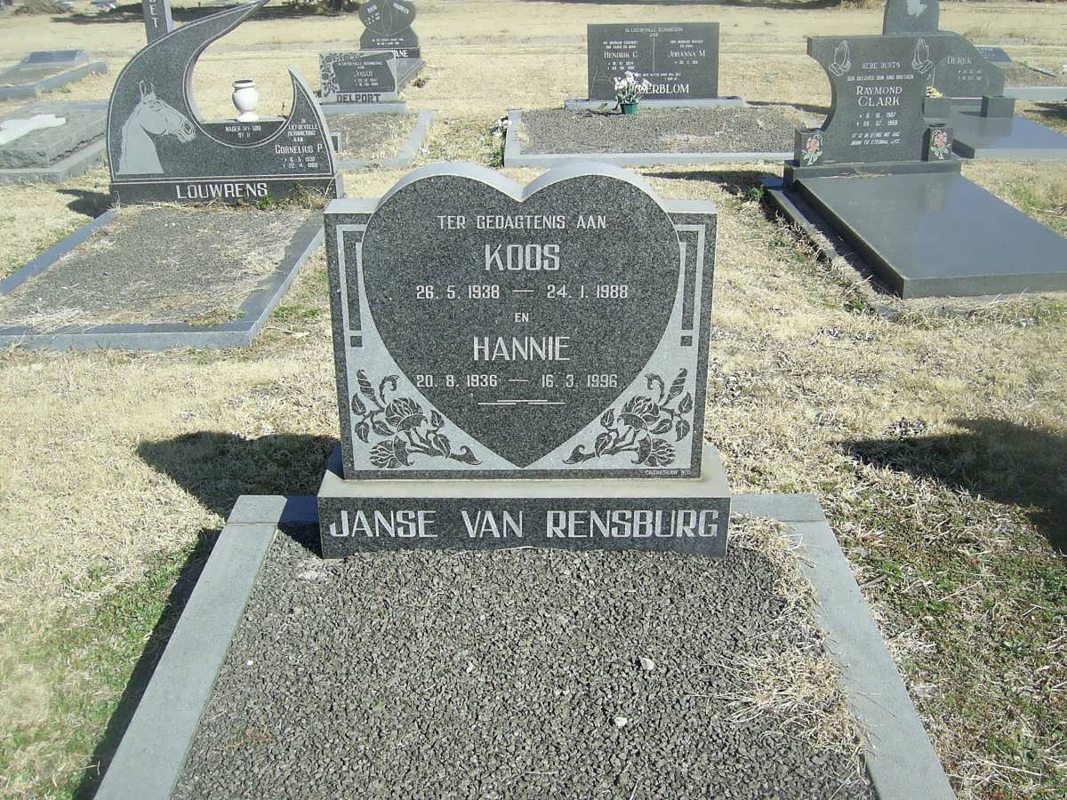 RENSBURG Koos, Janse van 1938-1988 &amp; Hannie 1936-1996