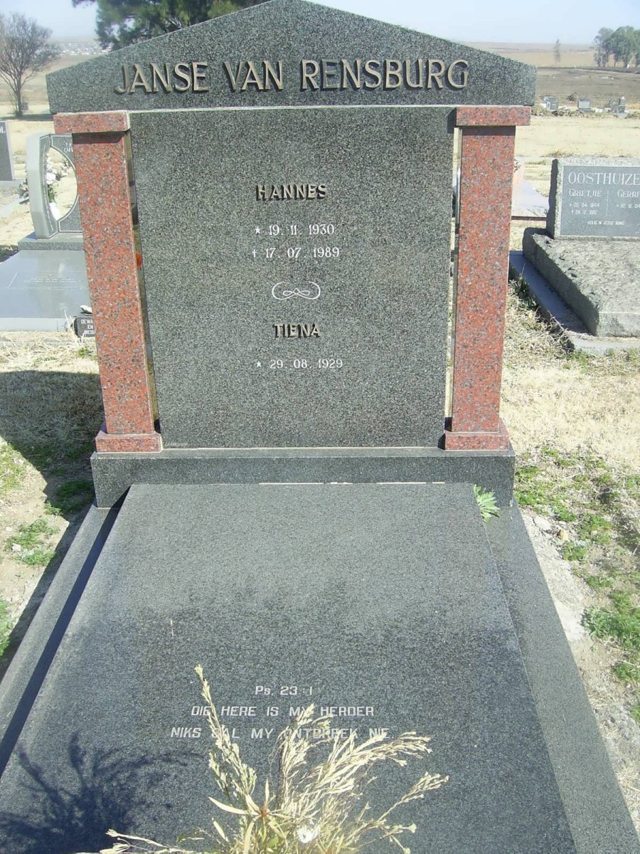 RENSBURG Hannes, Janse van 1930-1989 &amp; Tiena 1929-