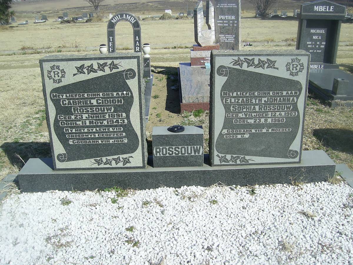 ROSSOUW Gabriel Gideon 1891-1943 &amp; Elizabeth Johanna Sophia VILJOEN 1903-1960