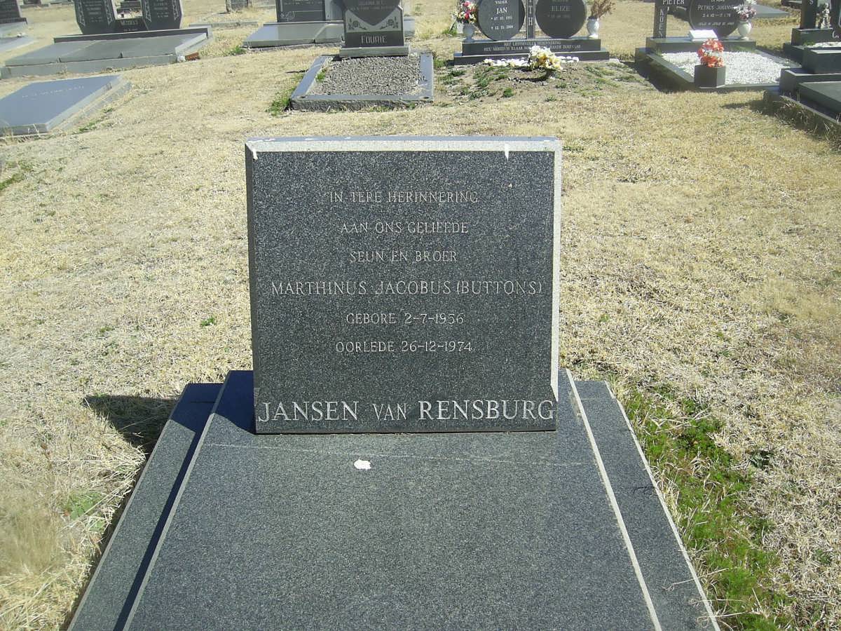 RENSBURG Marthinus Jacobus, Jansen van 1956-1974