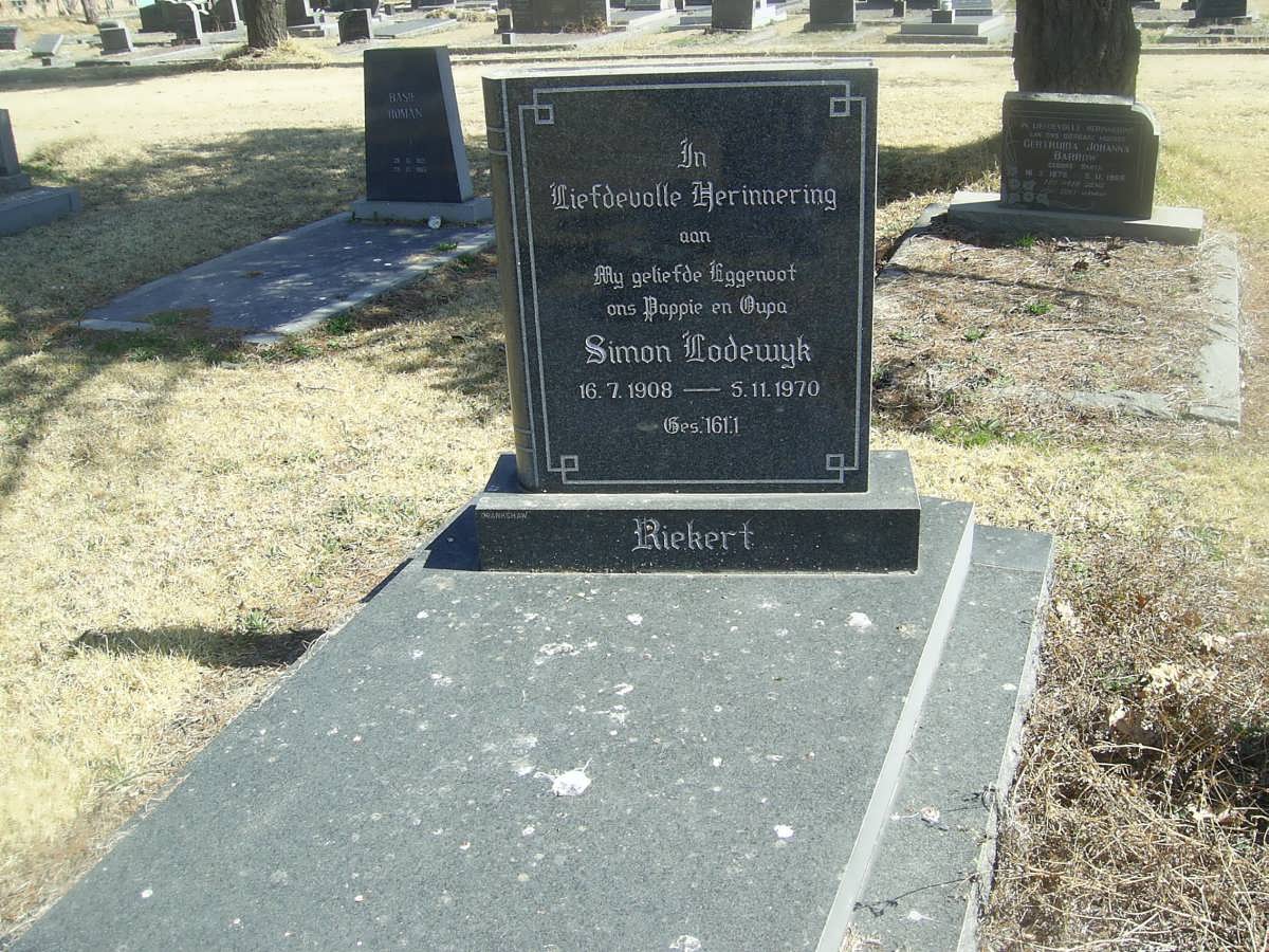RIEKERT Simon Lodewyk 1908-1970