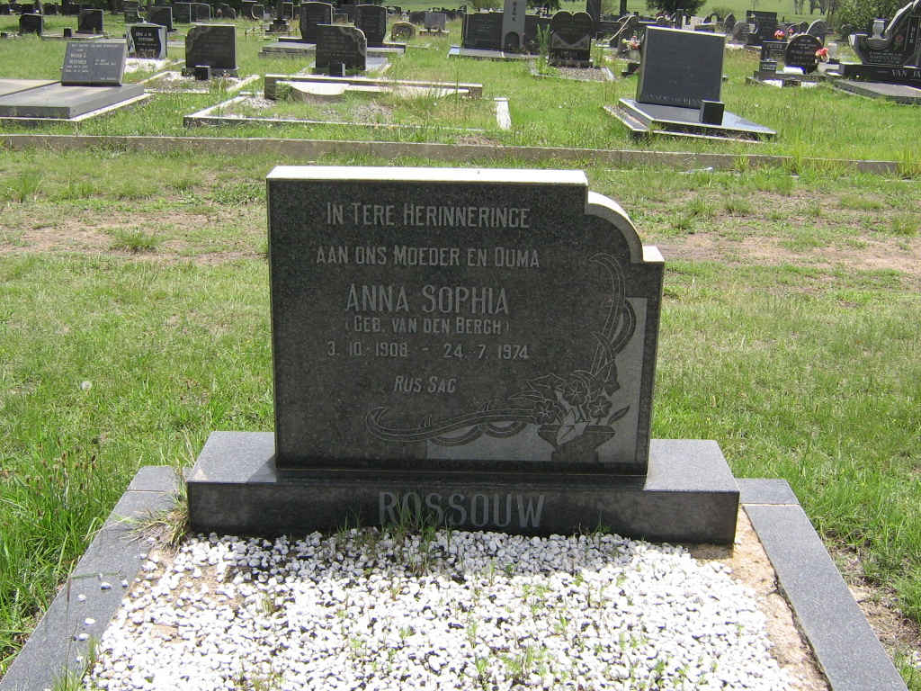 ROSSOUW Anna Sophia nee VAN DEN BERGH 1908-1974