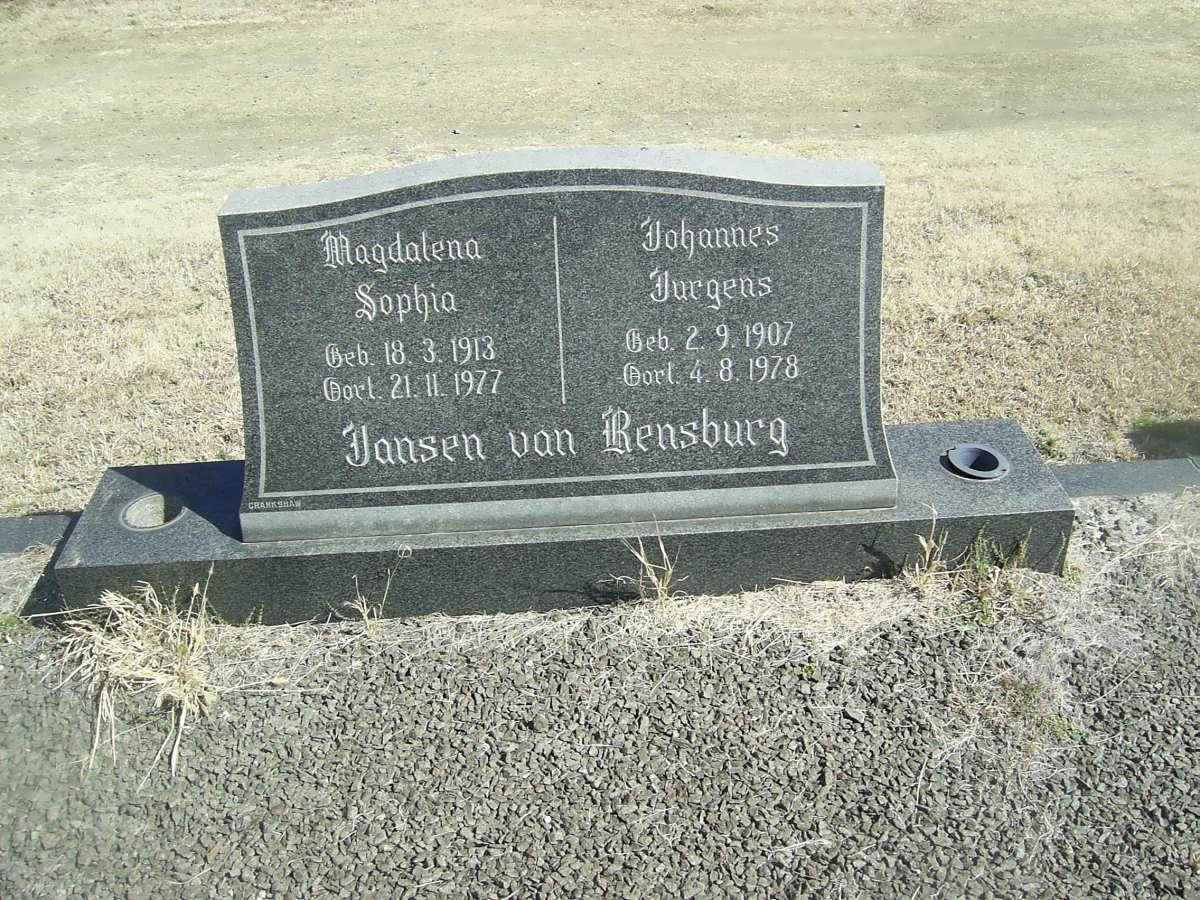 RENSBURG Johannes Jurgens, Jansen van 1907-1978 &amp; Magdalena Sophia 1913-1977