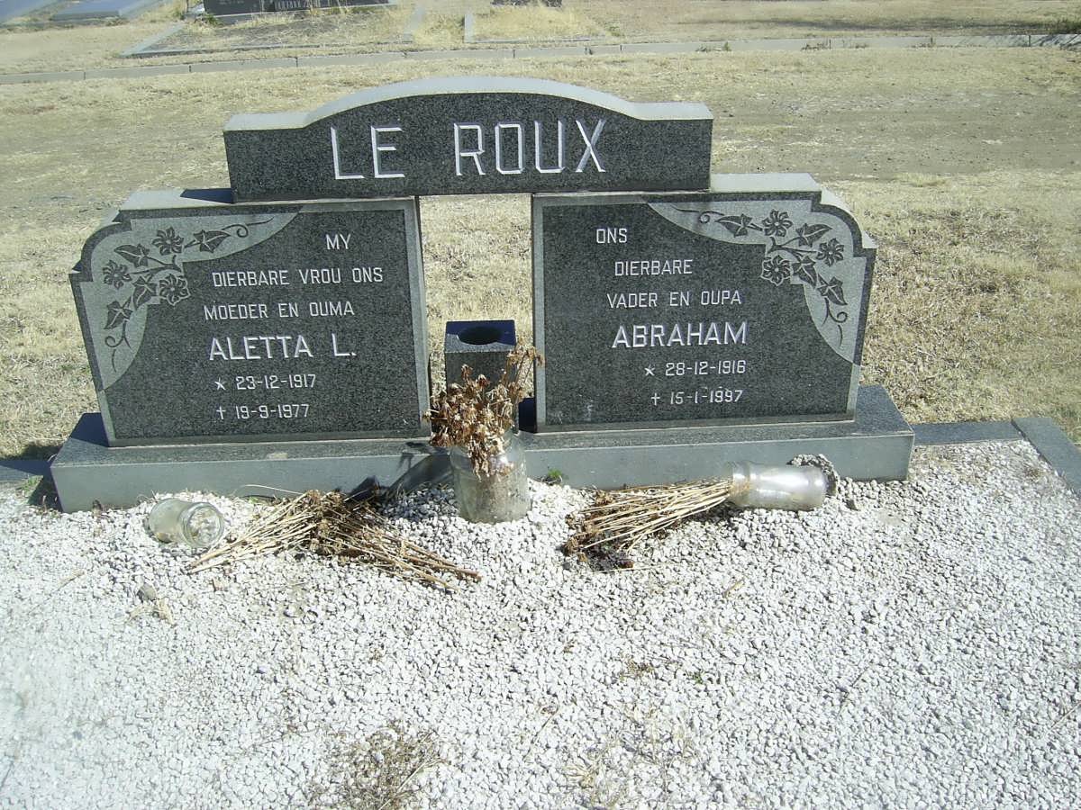 ROUX Abraham, le 1916-1997 &amp; Aletta L. 1917-1977