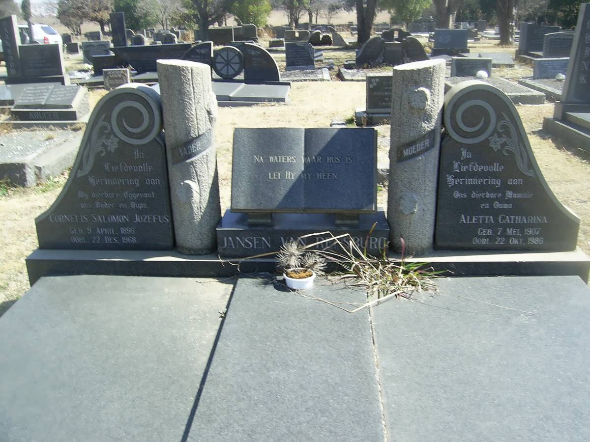 RENSBURG Cornelis Salomon Jozefus, Jansen van 1896-1968 &amp; Aletta Catharina 1907-1986