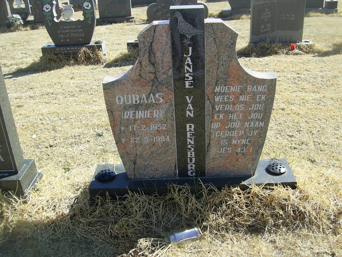 RENSBURG Reinier, Janse van 1952-1994