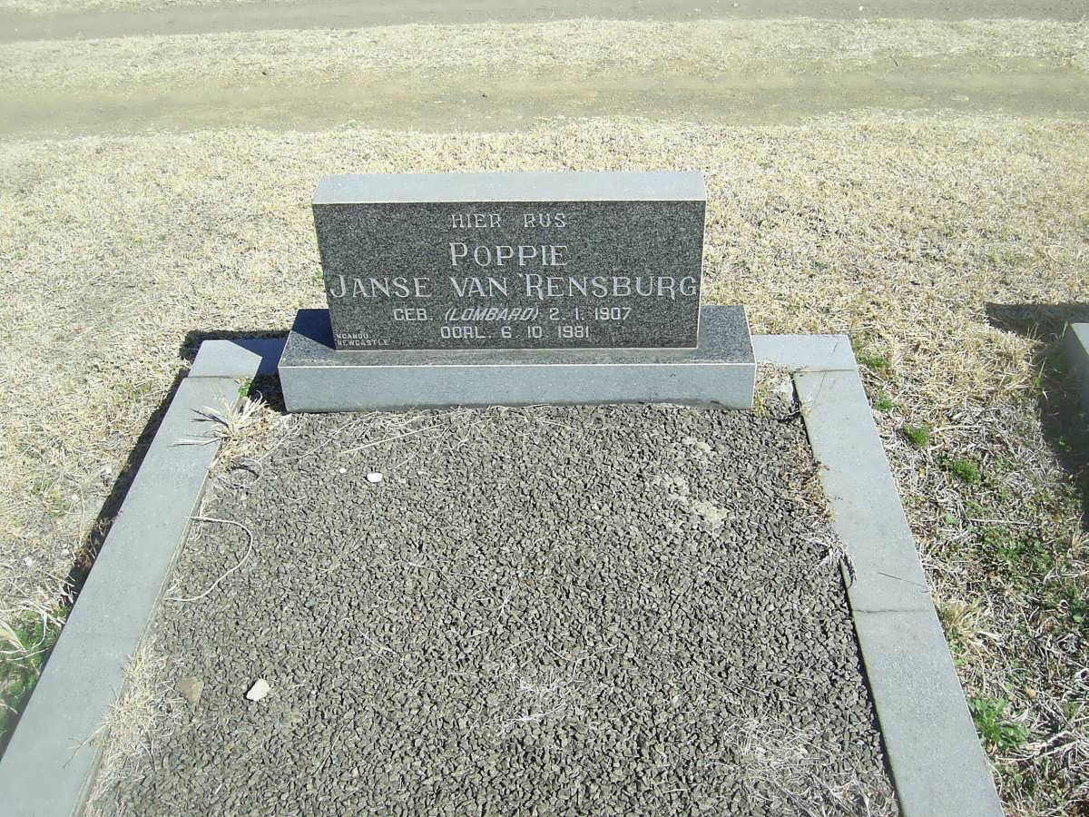 RENSBURG Poppie, Jannse van nee LOMBARD 1907-1981