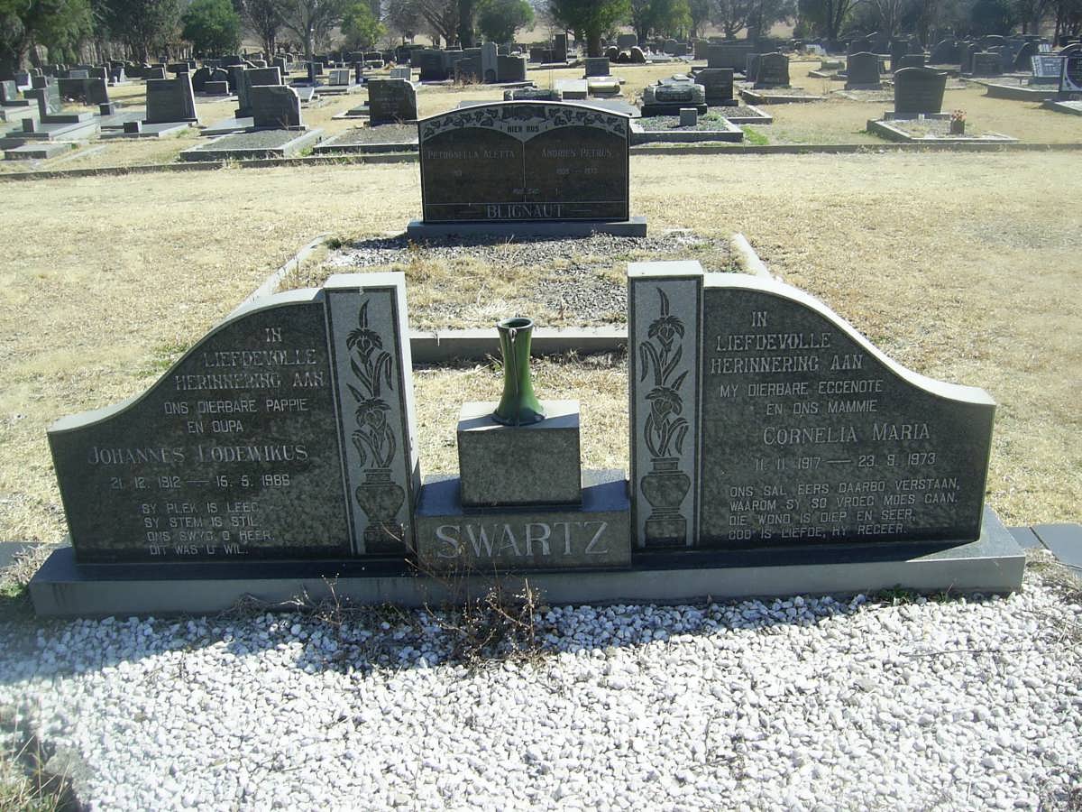 SWARTZ Johannes Lodewikus 1912-1986 &amp; Cornelia Maria 1917-1973