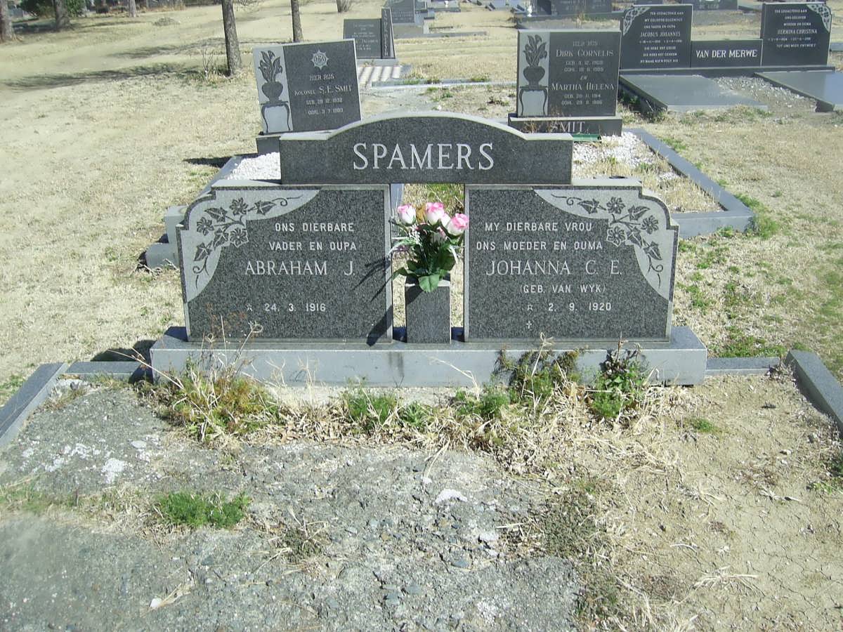 SPAMERS Abraham J. 1916- &amp; Johanna C.E. VAN WYK 1920-