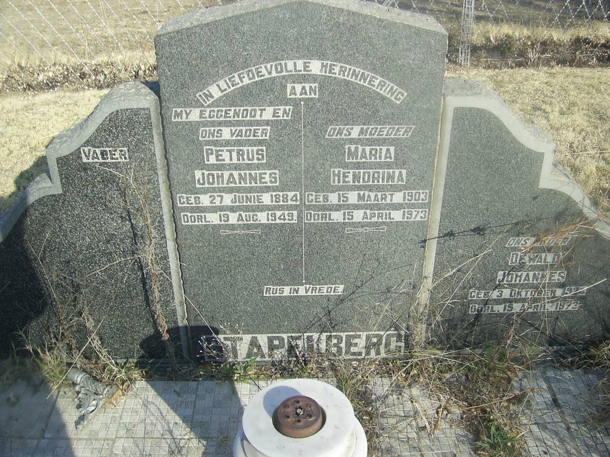 STAPELBERG Petrus Johannes 1884-1949 &amp; Maria Hendrina 1903-1973 :: STAPELBERG Dewald Johannes 1934-1973