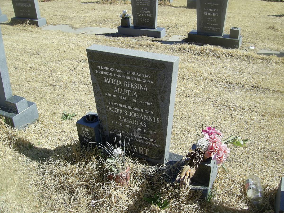 SWART Jacoba Gersina Alletta 1944-1997 :: SWART Jacobus Johannes Zagarias 1979-1997