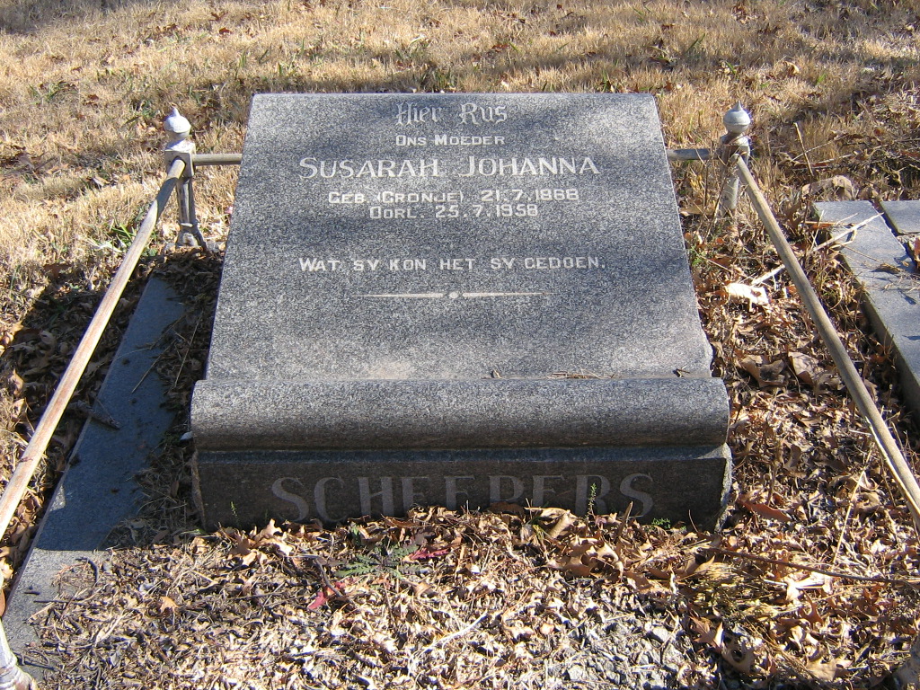 SCHEEPERS Susarah Johanna nee CRONJE 1868-1958