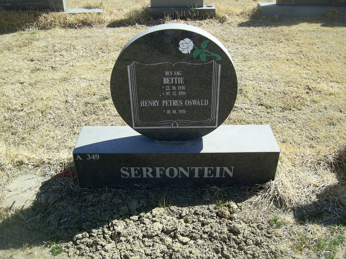 SERFONTEIN Henry Petrus Oswald 1930-  &amp; Bettie 1936-1994