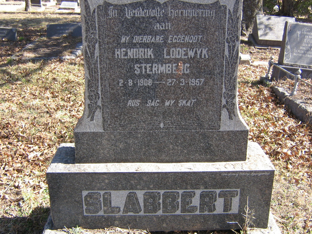 SLABBERT Hendrik Lodewyk Stermberg 1908-1957