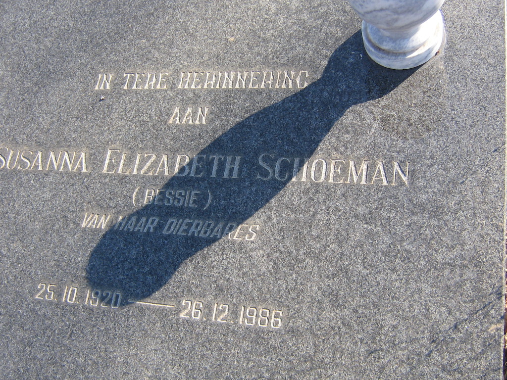 SCHOEMAN Susanna Elizabeth 1920-1986