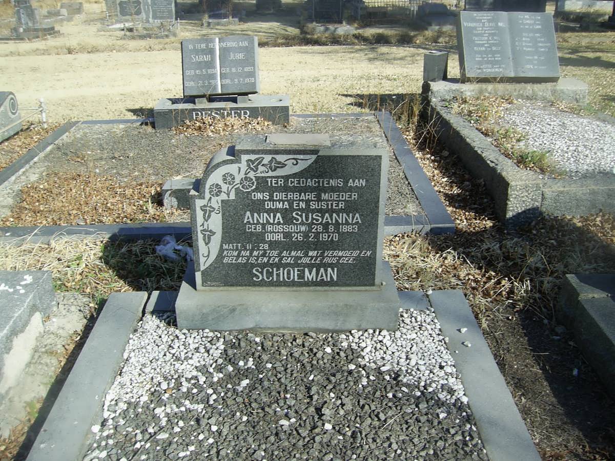 SCHOEMAN Anna Susanna nee ROSSOUW 1883-1970