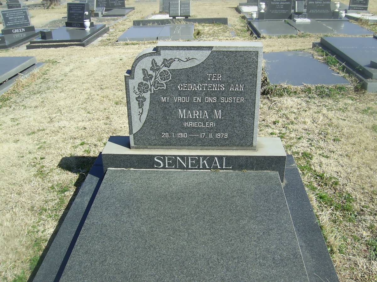 SENEKAL Maria M. nee KRIEGLER 1910-1979