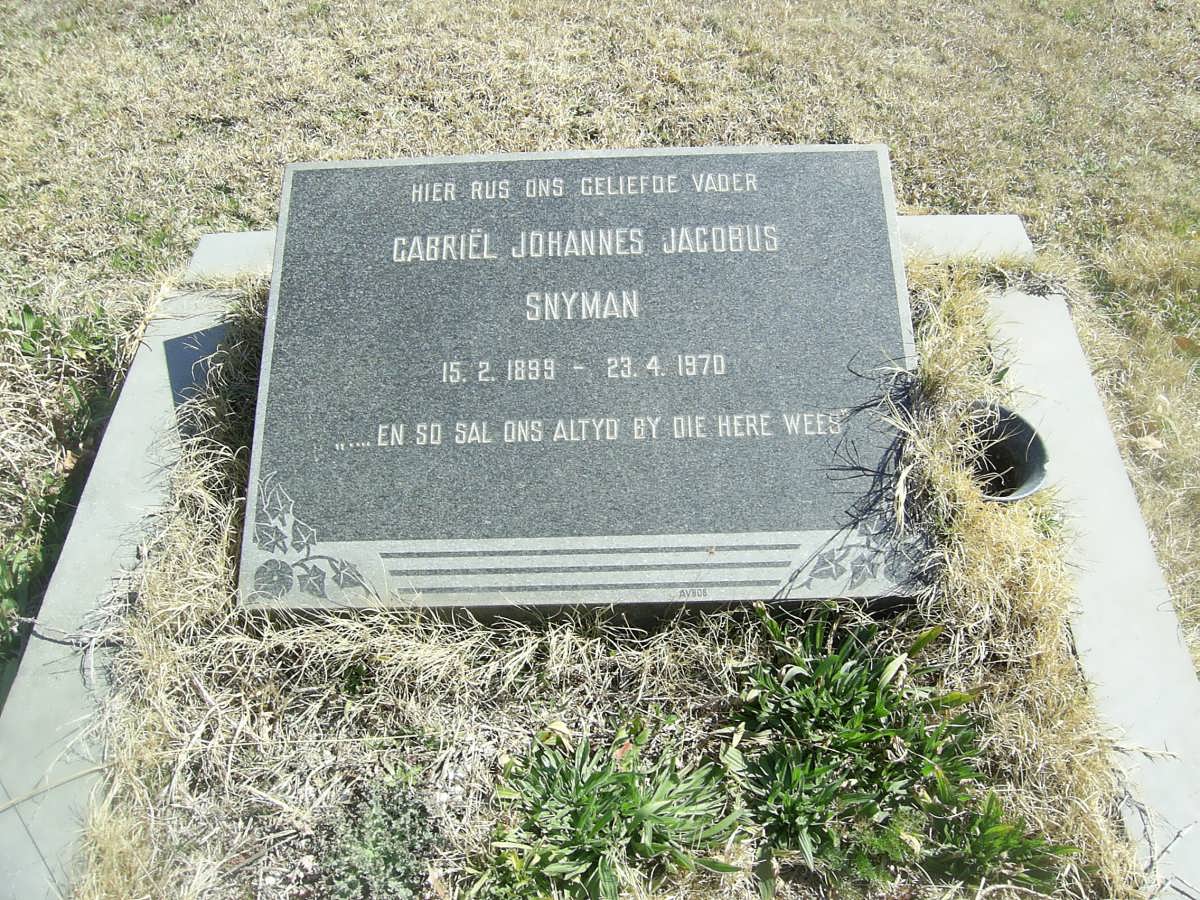 SNYMAN Gabriel Johannes Jacobus 1899-1970
