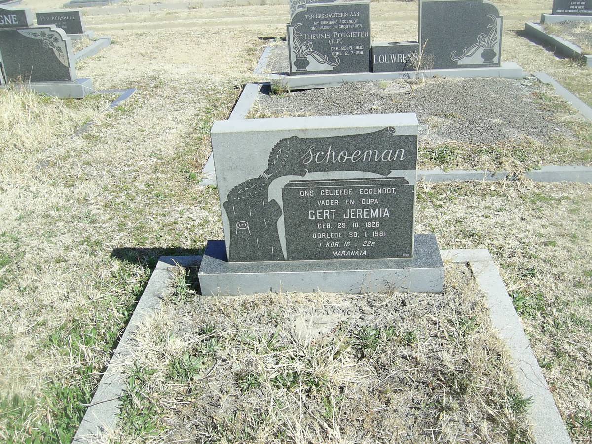 SCHOEMAN Gert Jeremia 1926-1981