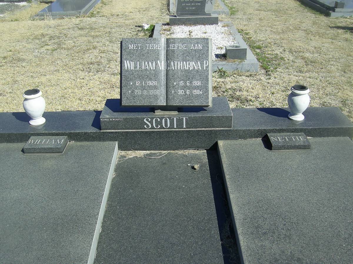 SCOTT William M. 1928-19?6 &amp; Catharina P. 1931-1984