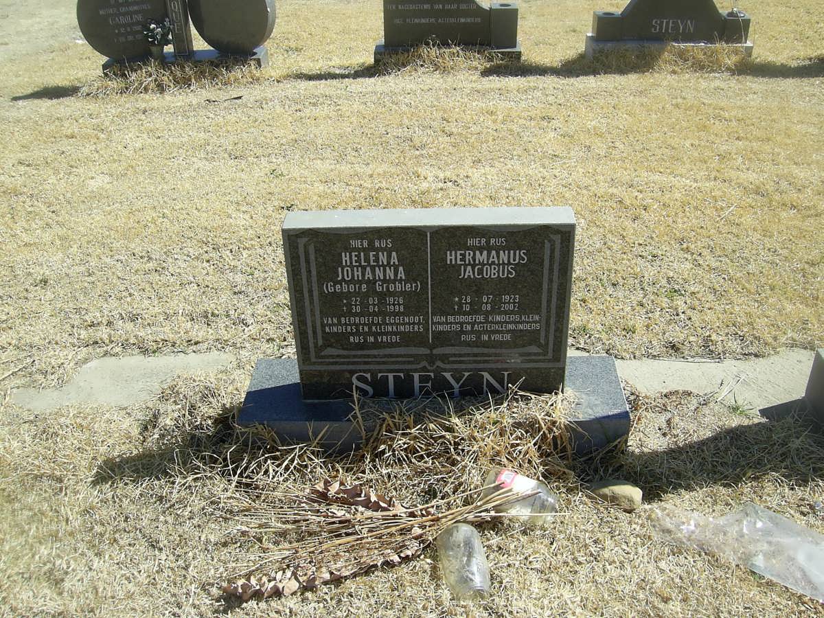 STEYN Hermanus Jacobus 1923-2003 &amp; Helena Johanna GROBLER 1926-1998