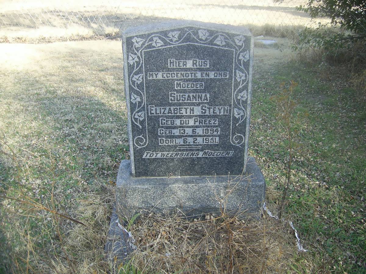 STEYN Susanna Elizabeth nee DU PREEZ 1894-1951