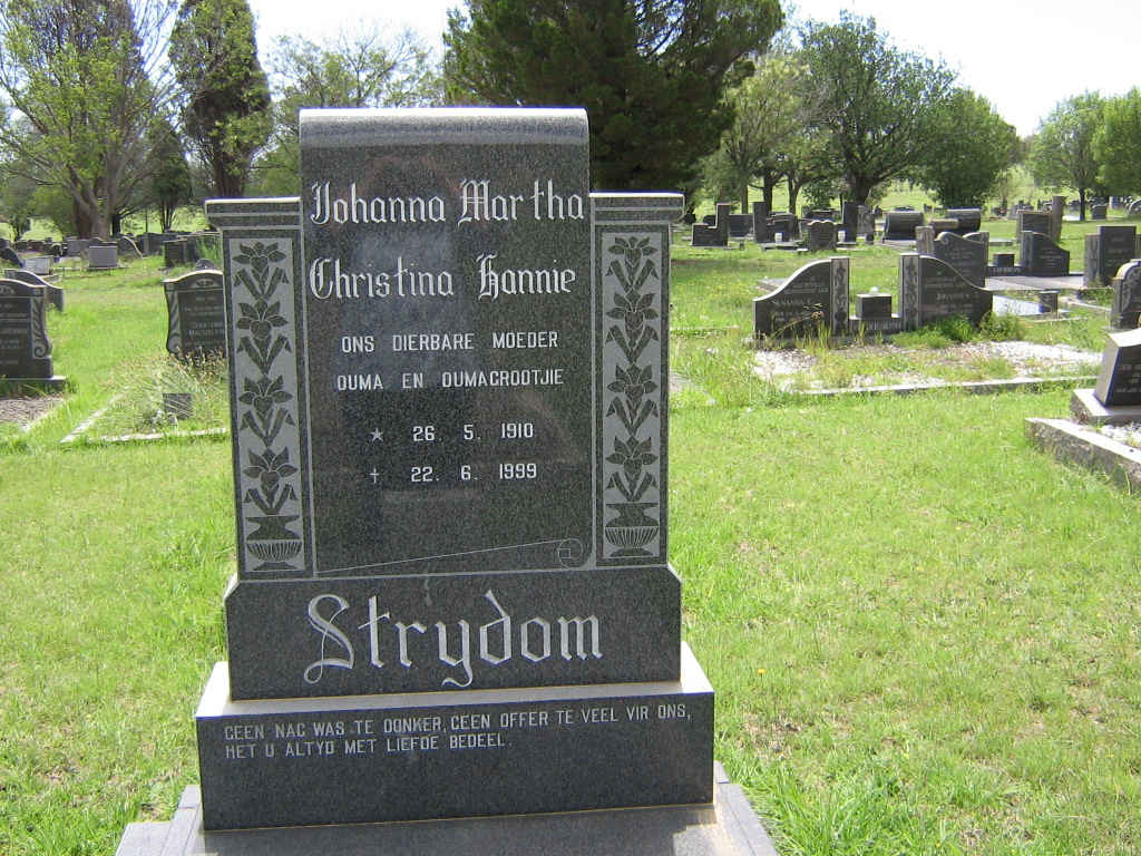 STRYDOM Johanna Martha Christina Hannie 1910-1999