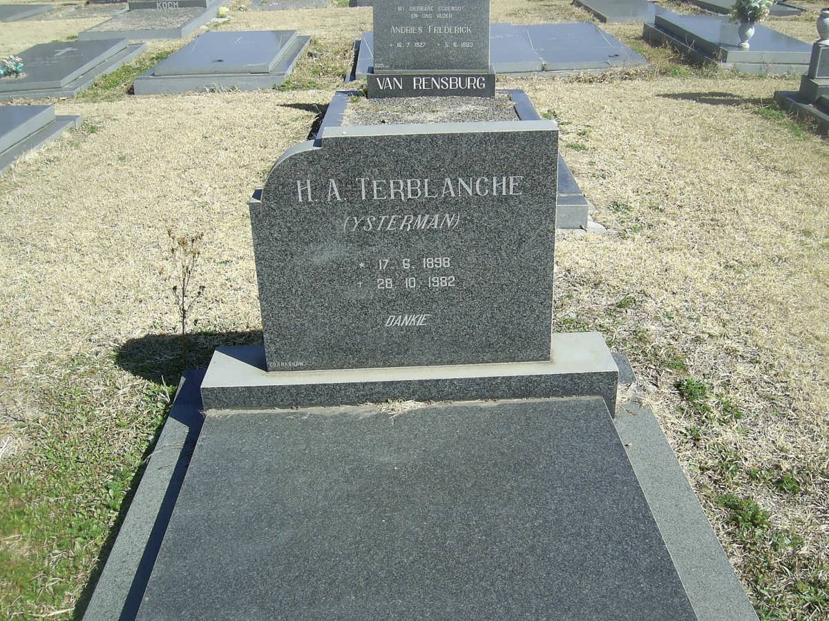 TERBLANCHE H.A. nee YSTERMAN 1898-1982