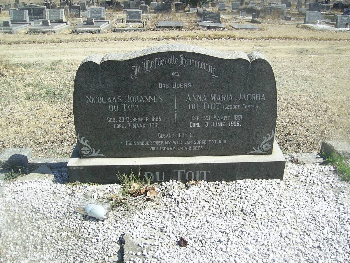 TOIT Nicolaas Johannes, du 1885-1961 &amp; Anna Maria Jacoba FOSTER 1891-1965