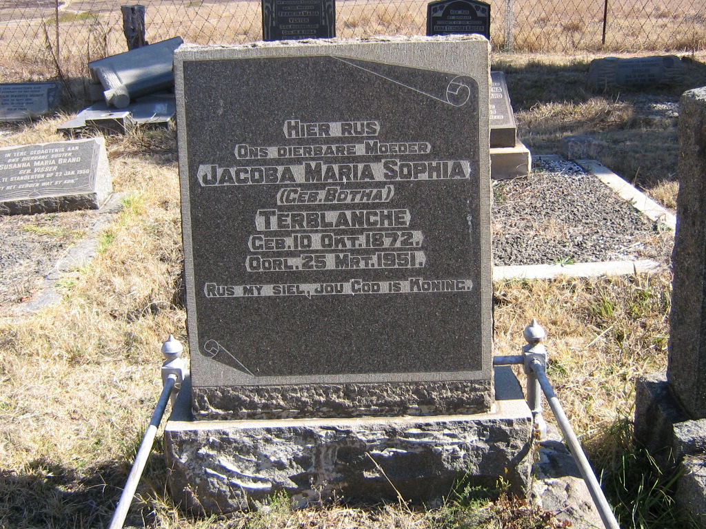 TERBLANCHE Jacoba Maria Sophia nee BOTHA 1872-1951