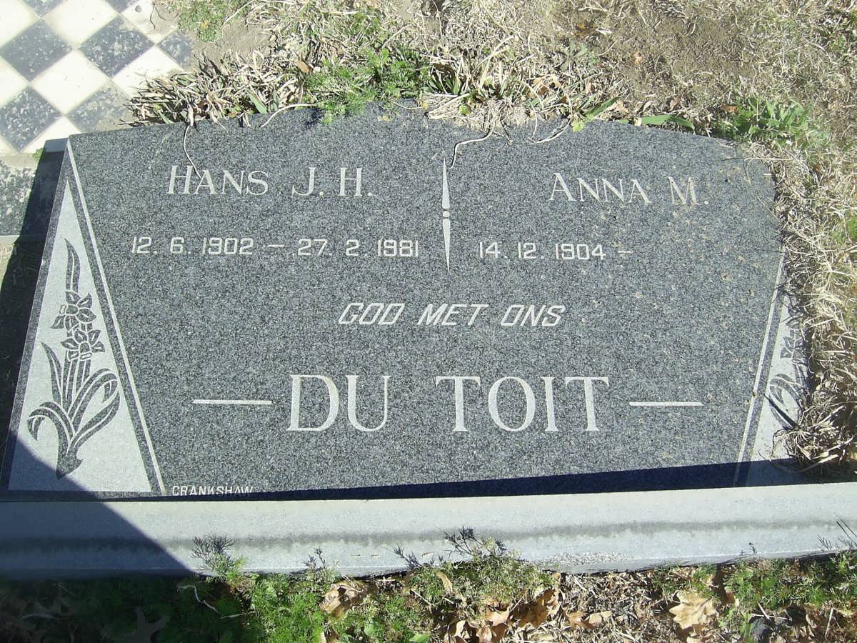 TOIT Hans H.J., du 1902-1981 &amp; Anna M. 1904-