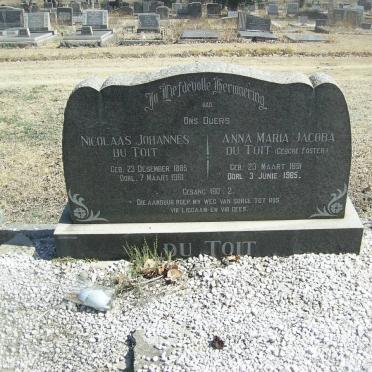 TOIT Nicolaas Johannes, du 1885-1961 &amp; Anna Maria Jacoba FOSTER 1891-1965