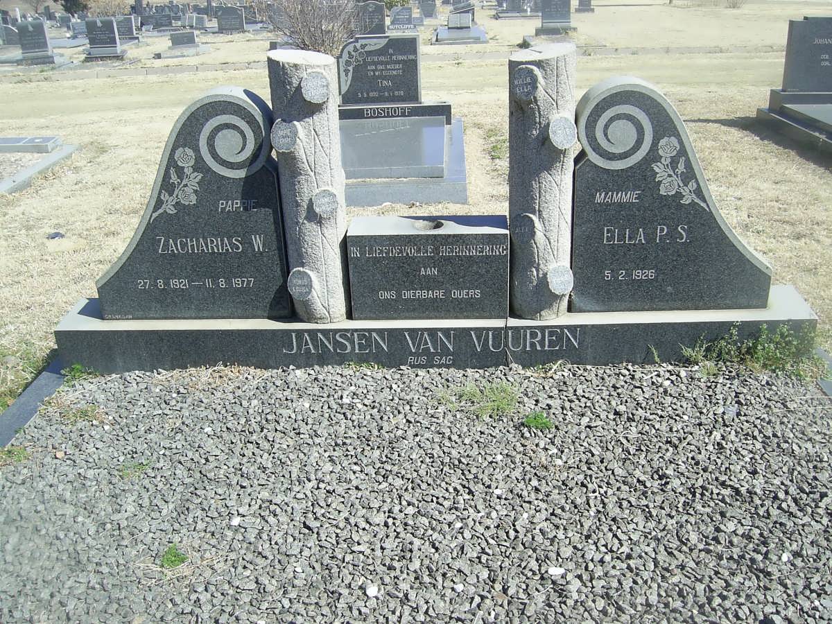 VUUREN Zacharias W., Jansen van 1921-1977 &amp; Ella P.S. 1926-