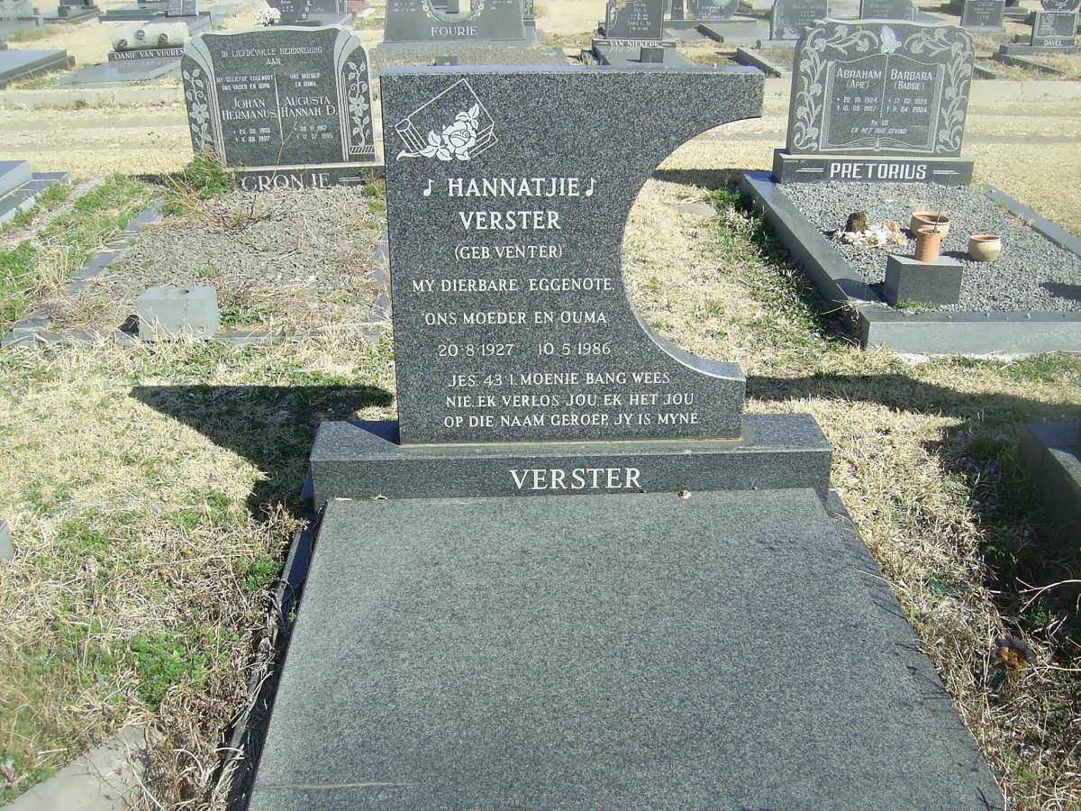 VERSTER Hannatjie nee VENTER 1927-1986